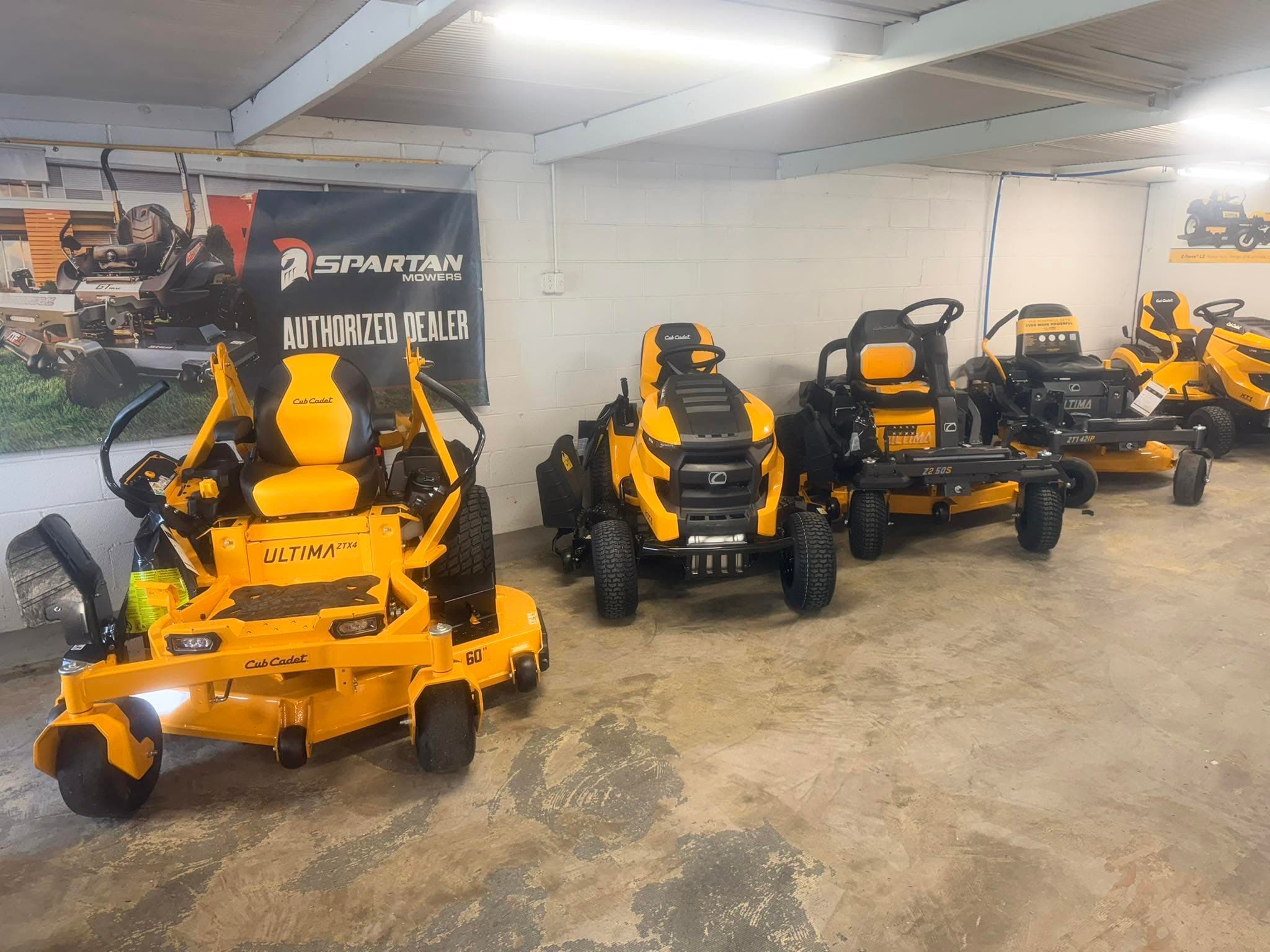 Cub Cadet and Spartan mowers in the Cole Power showroom
